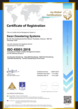 Swan Dewatering ISO 45001 Safety Certificate